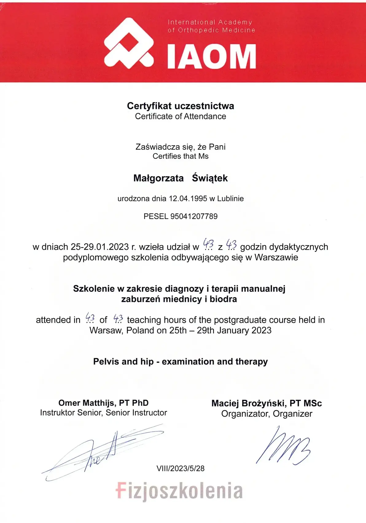 Dyplom lub certyfikat 10