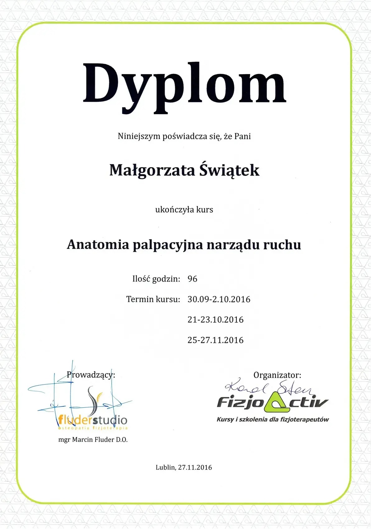 Dyplom lub certyfikat 17