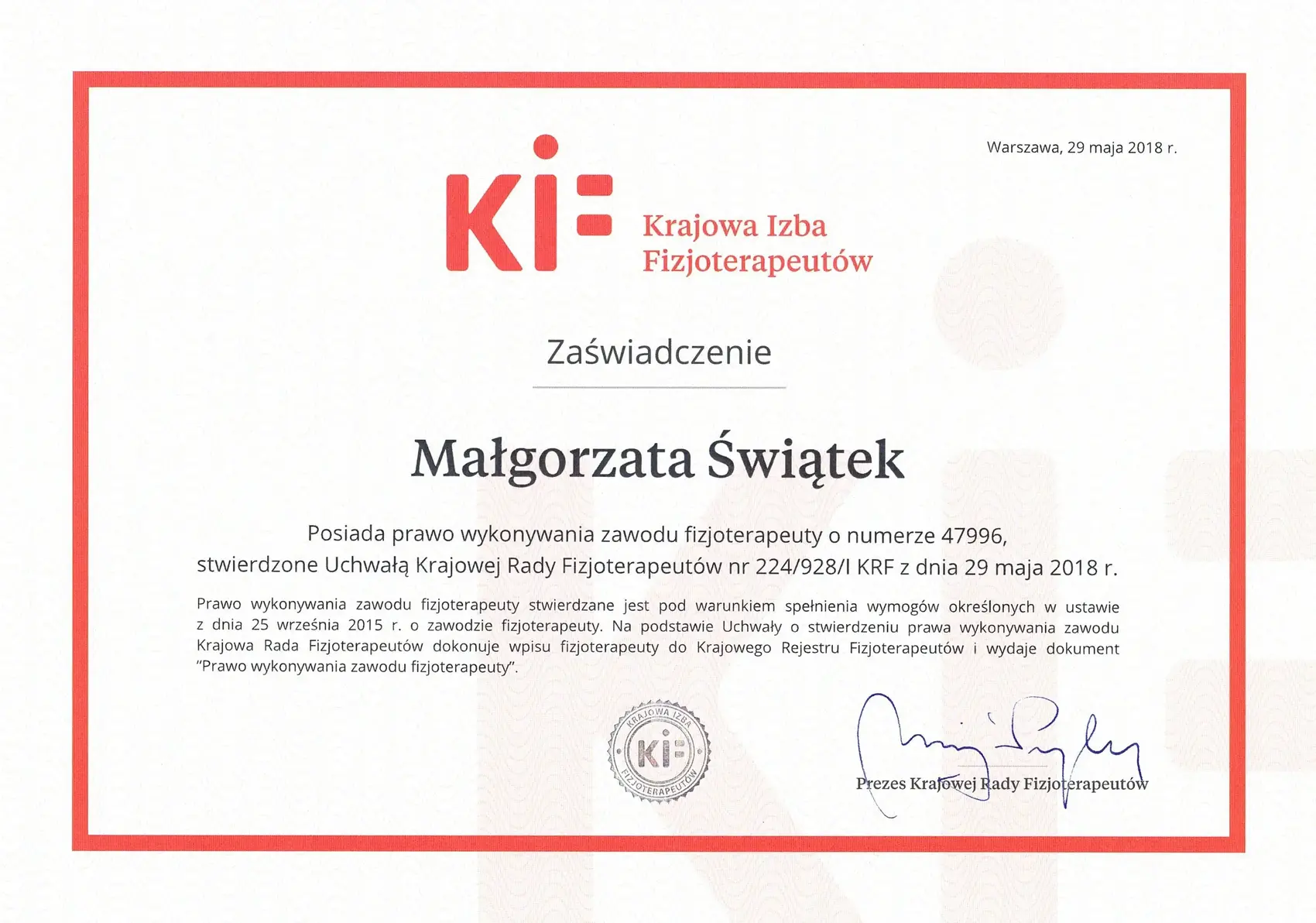 Dyplom lub certyfikat 7